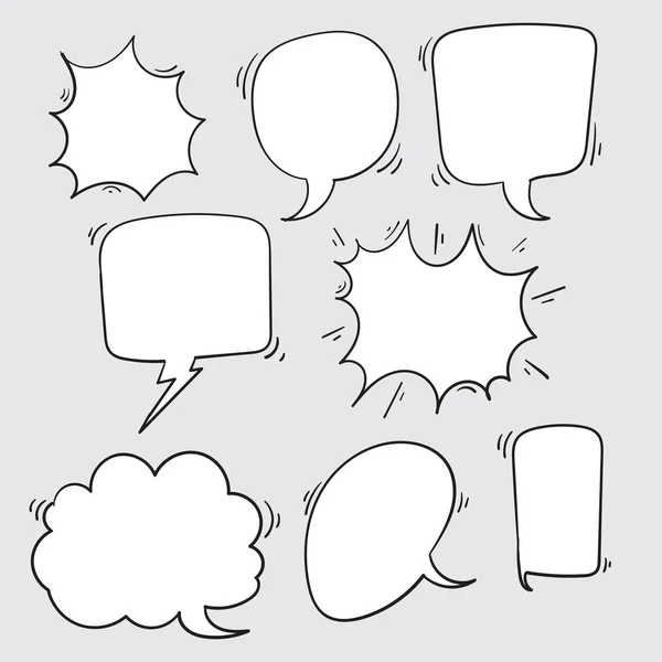 Collection of Hand drawn speech bubbles set. Doodle element. Vector illustration. isolated — Stock Vector