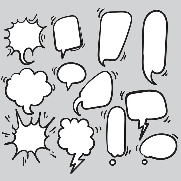 Colección de mano dibujado juego de burbujas de habla. Elemento Doodle. Ilustración vectorial. aislado — Vector de stock