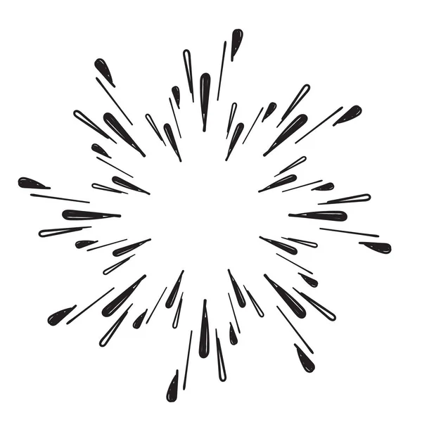 Elemento de diseño garabato dibujado a mano, garabato starburst, garabato chispeante, garabato de fuegos artificiales. fondo aislado — Vector de stock