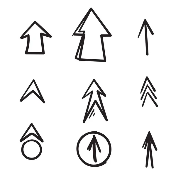 Handgezeichnetes Pfeil-Symbol für das Streich-Story-Symbol. Scroll-Pfeil-Drag-Taste, Social-Media-Interface-Action-Symbol. mit Doodle Line Art Cartoon — Stockvektor