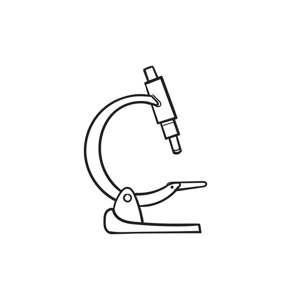 Doodle-Mikroskop. handgezeichnete Chemie, pharmazeutisches Instrument, mikrobiologisches Vergrößerungswerkzeug. Symbol für Wissenschaft, Chemie und Erforschung. Vektor Labormikroskop Illustration Symbol — Stockvektor