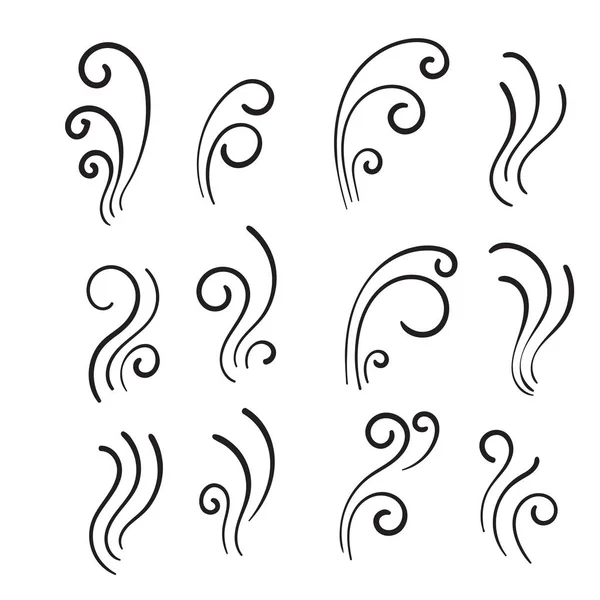 Hand drawn Aromas vaporize icons. Smells vector line icon set, hot aroma, stink or cooking steam symbols, smelling or vapor, smoking or odors signs — Stock Vector