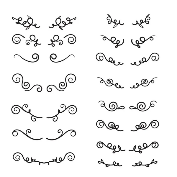 Divisores de ornamento de flores. Vinhas desenhadas à mão decoração, divisor ornamental floral e ornamentos folhas esboço. Tinta florescer e flecha decorações divisores vitoriano doodle — Vetor de Stock