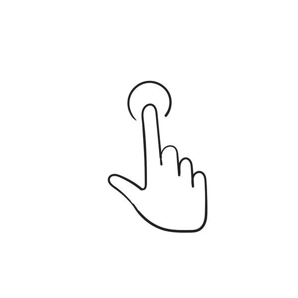 Hand getekend wijzend hand pictogram illustratie met doodle cartoon stijl vector geïsoleerd — Stockvector