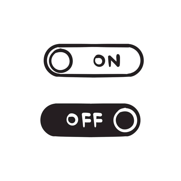 Mano dibujado icono On off. Botón de interruptor. Ilustración vectorial. estilo garabato — Vector de stock
