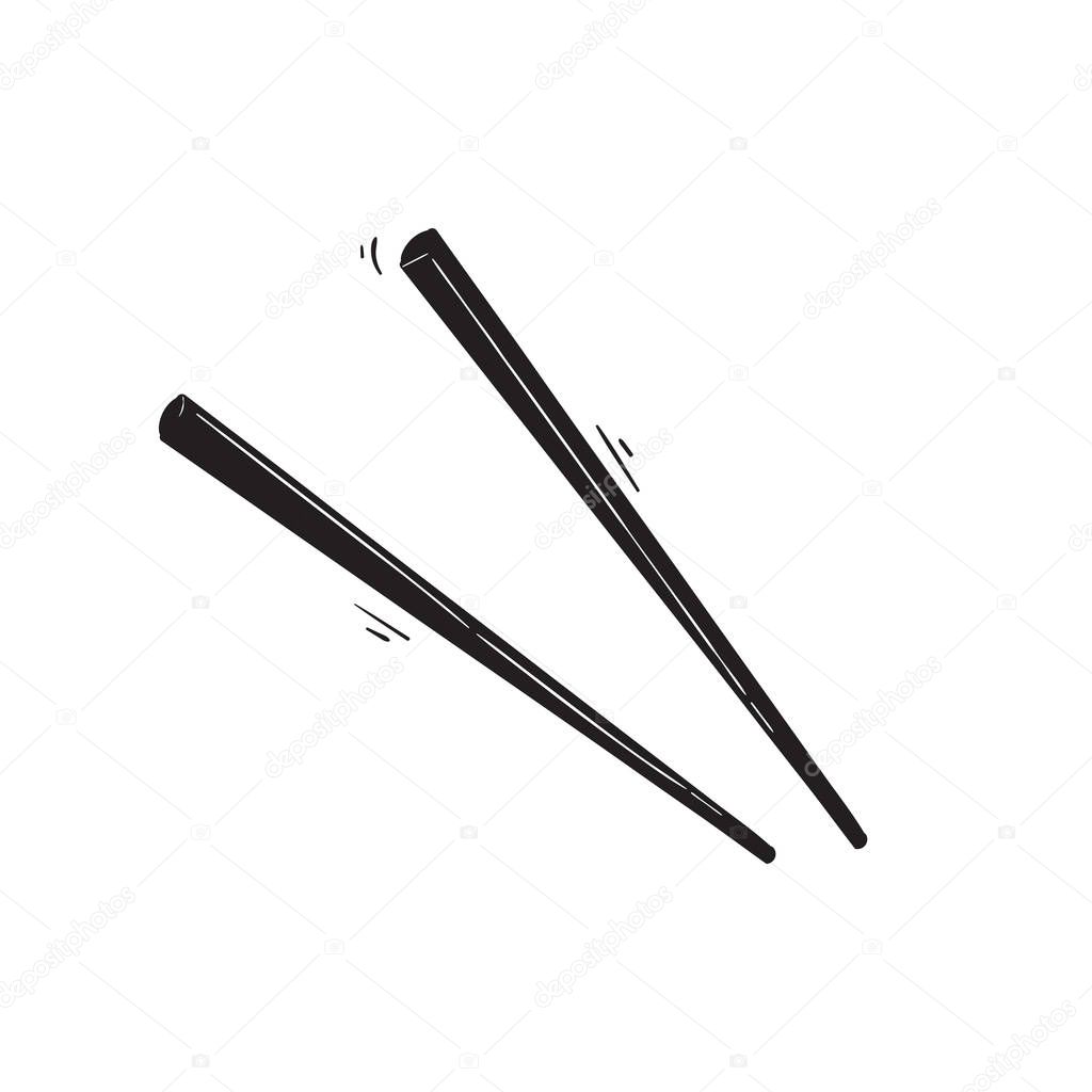 hand drawn asian chopstick. japanese and chinese food stick illustration.doodle