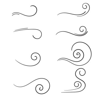 hand drawn wind doodle blow, gust design isolated on white background clipart
