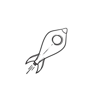 Çizgi film stili vektör ile el çizimi roket fırlatma simgesi illüstrasyonu