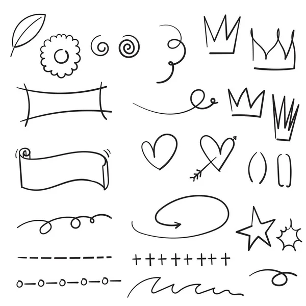 Coleção Doodles Decorativos Vintage Fita Desenhada Mão Flechas Esboço Doodle — Vetor de Stock