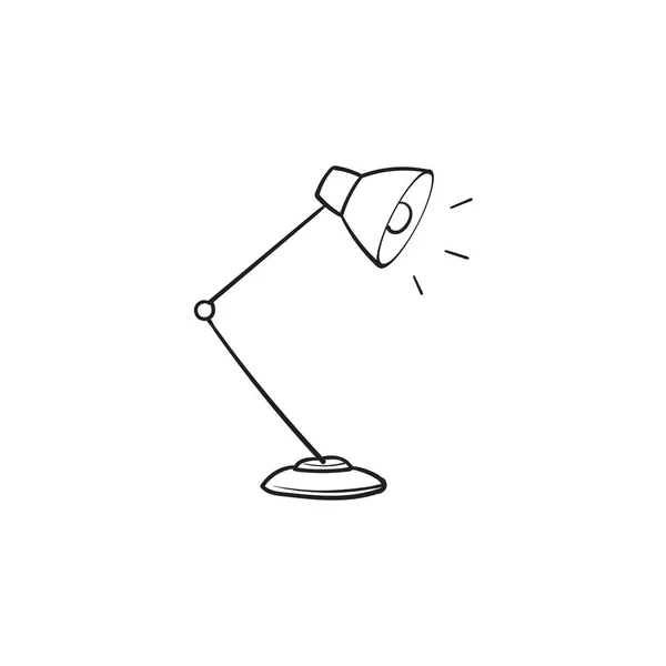 Handgetekende Bureaulamp Tafellamp Architect Lamp Doodle Cartoon Stijl — Stockvector