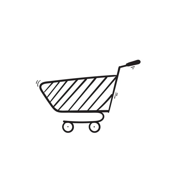 Hand Drawn Shopping Cart Icon Illustration Doodle Style Vector — Stock Vector