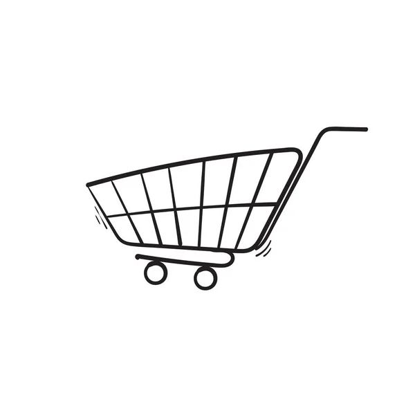 Hand Drawn Shopping Cart Icon Illustration Doodle Style Vector — Stock Vector