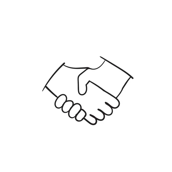 Mão Desenhado Handshake Ilustração Com Doodle Estilo Vetor Isolado — Vetor de Stock