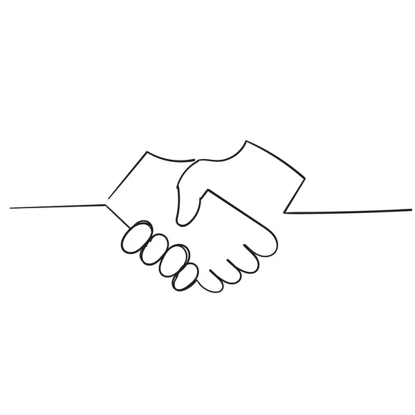 Mano Disegnato Handshake Illustrazione Con Doodle Stile Vettore Isolato — Vettoriale Stock
