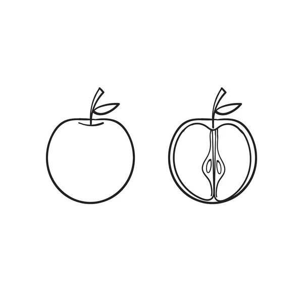 Hand Gezeichnet Doodle Apfel Obst Illustration Linie Kunst Stil — Stockvektor