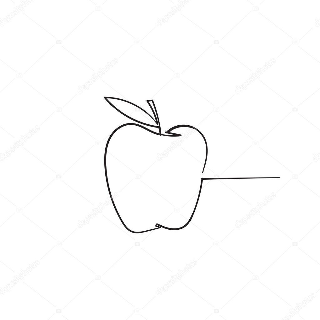 Hand drawn doodle apple fruit illustration line art style