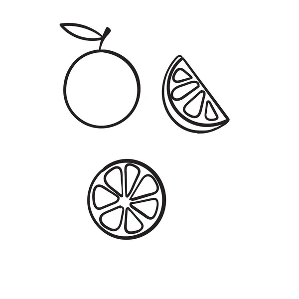 Mão Desenhado Doodle Laranja Fruta Ilustração Com Linha Arte Desenho — Vetor de Stock