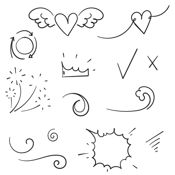 Vektorová Ručně Kreslená Kolekce Designového Prvku Doodle — Stockový vektor