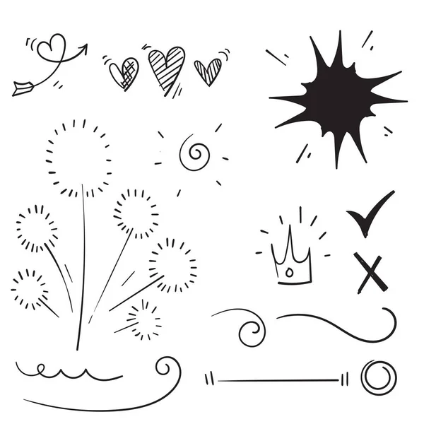 Coleção Desenhada Mão Vetorial Doodle Elemento Design —  Vetores de Stock