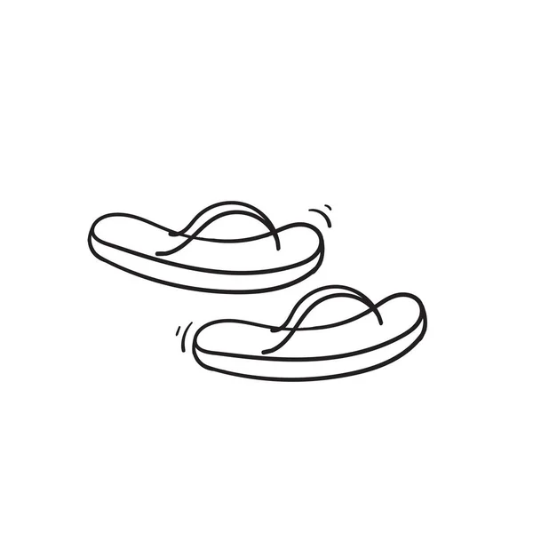 Doodle Flip Flop Sandal Illustration Ikon Med Handritad Linje Konst — Stock vektor