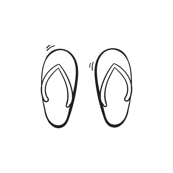 Doodle Flip Flop Sandalia Ilustración Icono Con Mano Dibujado Estilo — Vector de stock