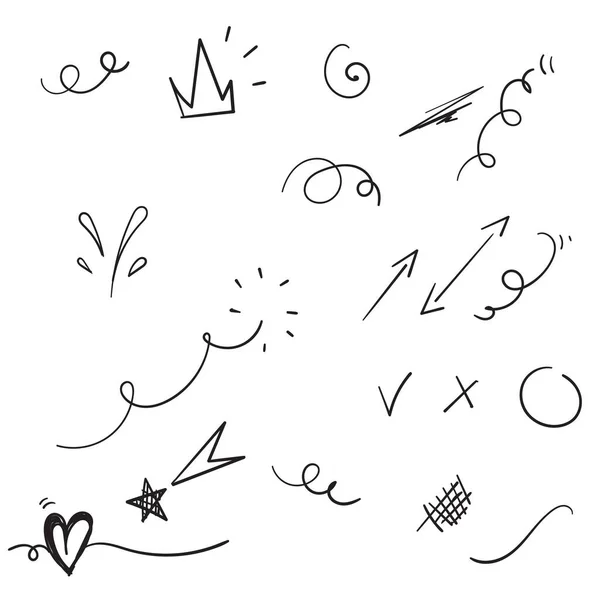 Mão Desenhado Doodle Elemento Coleção Com Estilo Desenho Animado — Vetor de Stock
