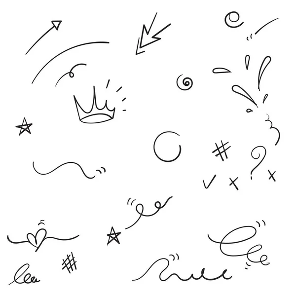 Handgezeichnete Doodle Element Kollektion Mit Cartoon Stil — Stockvektor