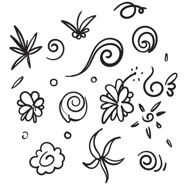 Hand Drawn Doodle Flower Element Collection Illustration Vector — Stock Vector
