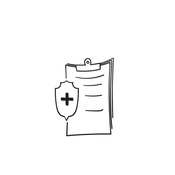 Значок Медицинской Страховки Нарисованным Вручную Вектором Стиля Каракулей — стоковый вектор
