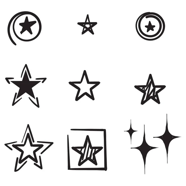 Handgezeichnete Sternsymbole Funkeln Leuchten Platzen Vektor Symbole Stern Isoliert Auf — Stockvektor
