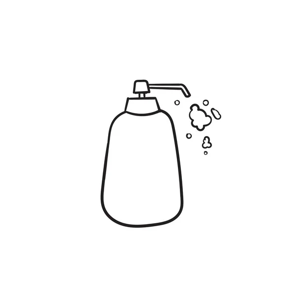 采购产品瓶子肥皂 香水插图洗手 身体和洗澡 手绘涂鸦风格矢量 — 图库矢量图片