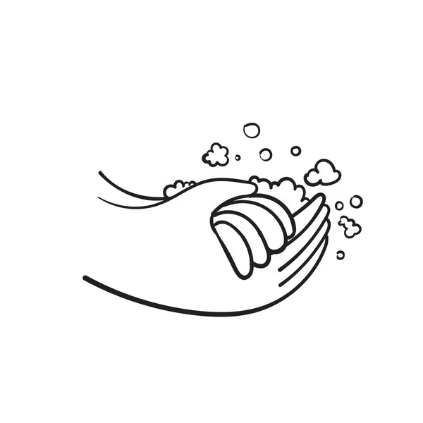 Каракулі Рука Намальована Мийка Рука Ілюстрація Значок Символ Ізольований Фон — стоковий вектор
