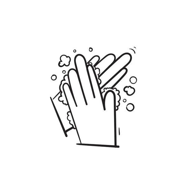 Doodle Hand Drawn Washing Hand Illustration Icon Symbol Isolated Background — Stock Vector