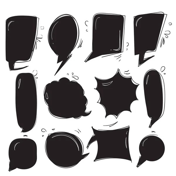 Sammlung Handgezeichneter Sprechblasen Doodle Set Element Vektorillustration Cartoon Stil — Stockvektor