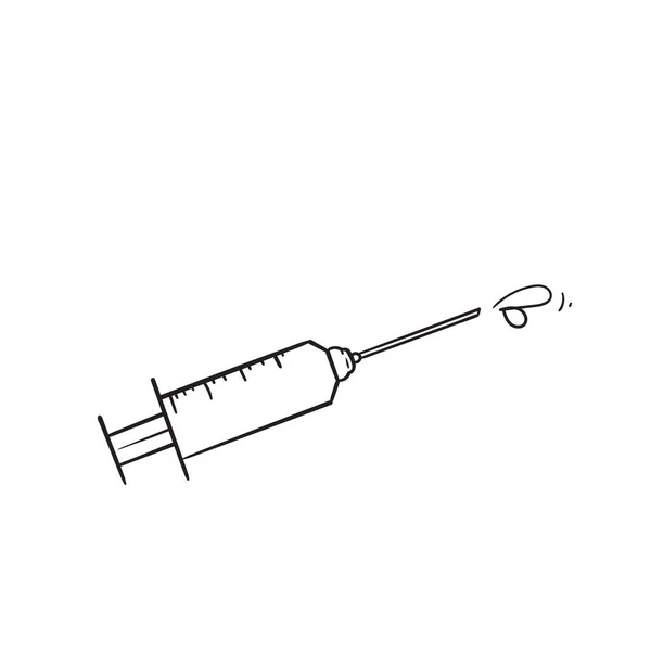 Gambar Ikon Vaksin Jarum Suntik Doodle Vektor - Stok Vektor