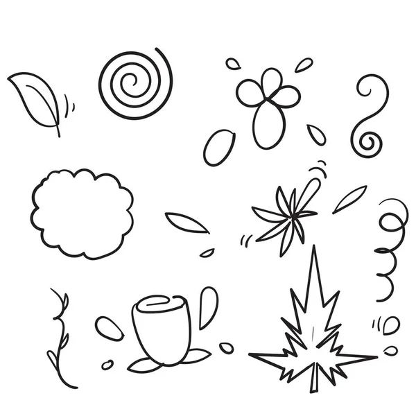 Doodle Fleur Plante Feuilles Illustration Vecteur Main Dessiné Style — Image vectorielle
