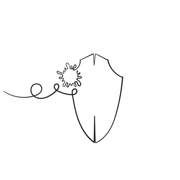 Hand Drawn Shield Virus Symbol Immune System Healthcare Illustration Vector — Stock Vector