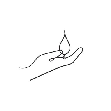 Su çiziminden korunmak için el sembolüne el çizilmiş su damlası.