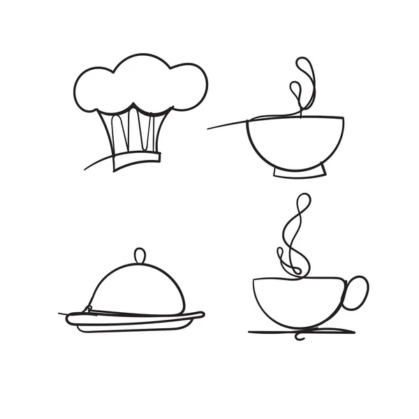 Ilustração Utensílio Cozinha Desenhada Mão Com Vetor Estilo Doodle Isolado — Vetor de Stock