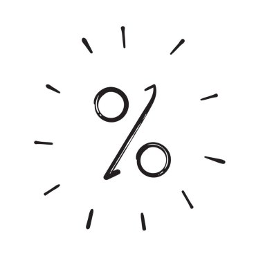 Çizgi film biçimi vektörü izole edilmiş, el çizimi karalama yüzdesi simgesi resimlemesi