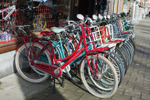 Veel fietsen zijn geparkeerd op straat — Stockfoto