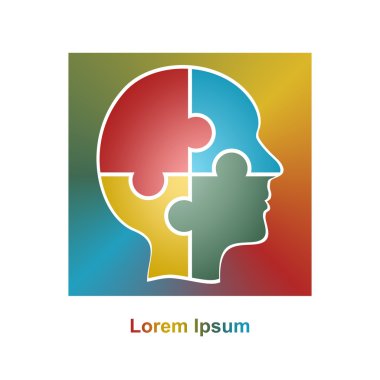 Özel kurumsal iş renkli işareti bir insan kafası kasalı gökkuşağı Meydanı'nda farklı renkteki dört boz yaptı