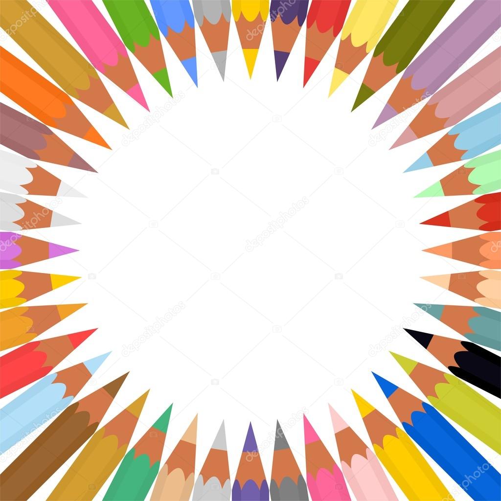 Insieme delle matite colorate taglienti memorizzati in un cerchio su sfondo bianco Rifornimenti di scuola per il disegno — Vettoriali di lacodk