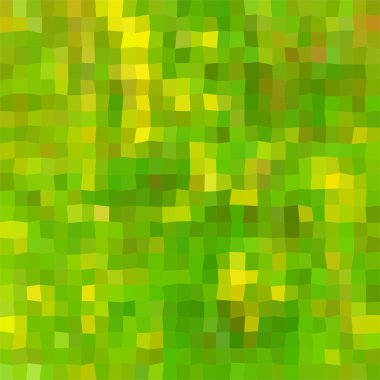Arka plan koyu ve açık yeşil ve sarı kareler. Geometrik öğeleri mozaik zemin bileşimi. Çok renkli soyut piksel deseni. 