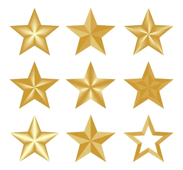 Set de oro vector navidad clásico elegante estrella. Las estrellas compuestas de elementos geométricos claros y oscuros — Vector de stock