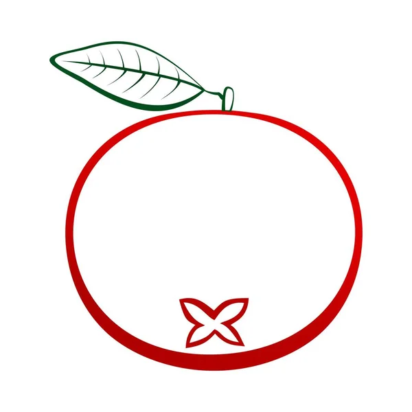 Контур стиглої червоної журавлини з зеленим стеблом і зеленим листом на білому тлі. Стиглі осінні натуральні домашні фрукти — стоковий вектор