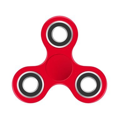 Kırmızı renkli kıpır spinner beyaz bir arka plan üzerinde gümüş yatakları ile. Modern çocuk el iplik oyuncak 