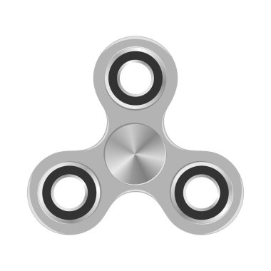 Beyaz bir arka plan üzerinde gümüş yatakları ile gümüş renkli topluca spinner. Modern çocuk el iplik oyuncak 