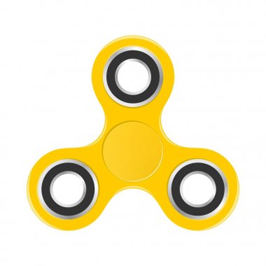 Beyaz bir arka plan üzerinde gümüş yatakları ile sarı renkli topluca spinner. Modern çocuk el iplik oyuncak 