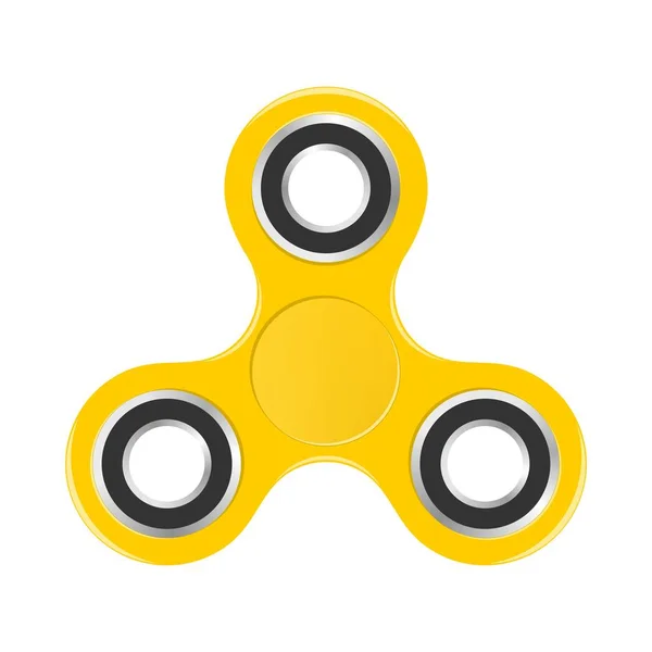 Beyaz bir arka plan üzerinde gümüş yatakları ile sarı renkli topluca spinner. Modern çocuk el iplik oyuncak 